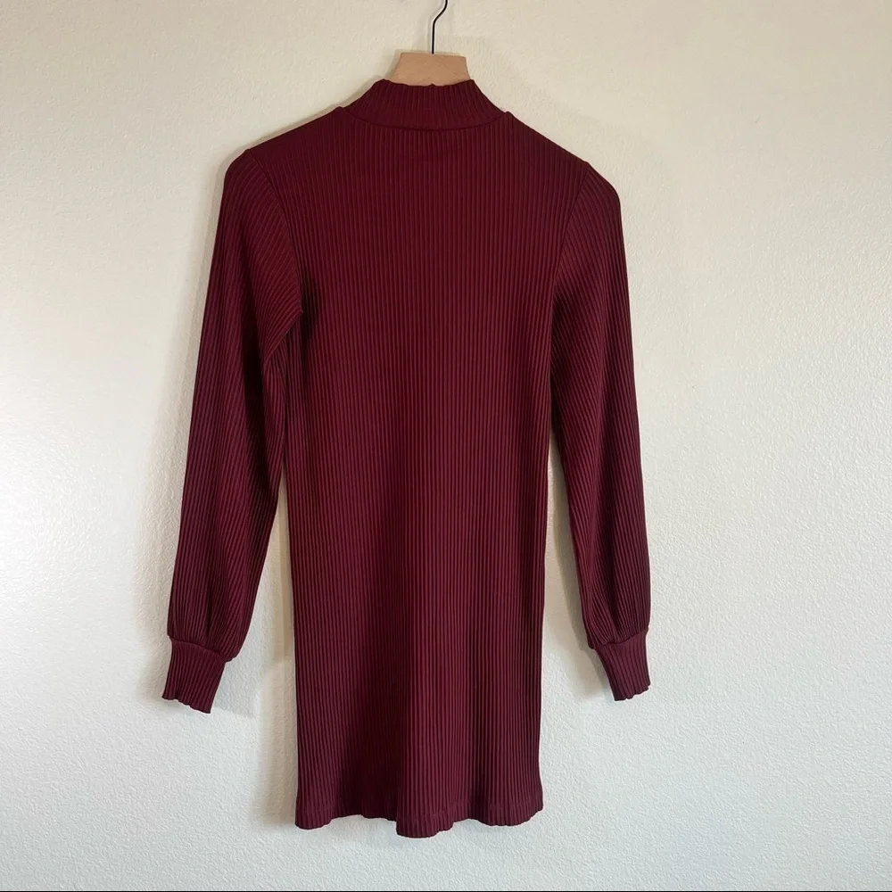 Aritzia Wilfred Ribbed Burgundy Dress - Picture 3 of 6